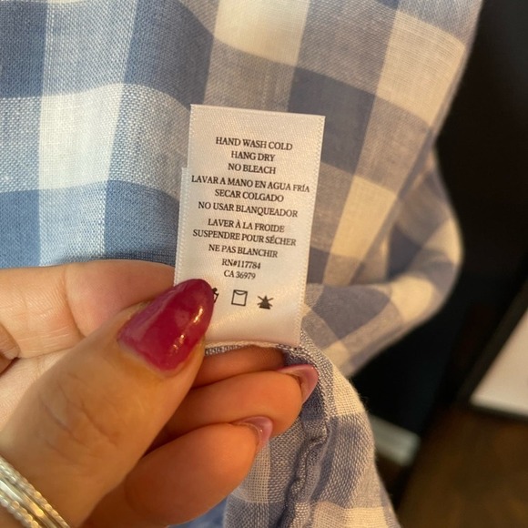 RAILS Athena Crop Wrap Gingham Blouse - blue & white, size small - Picture 14 of 15